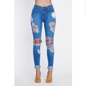High Distressed Skinny Jeans